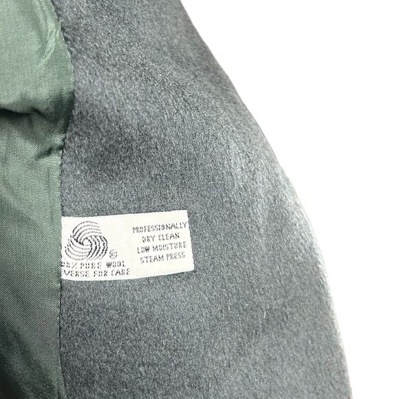 Vintage 100% Wool John Weitz Long Gray Double Breasted Peacoat Winter Coat Fall - Picture 6 of 8